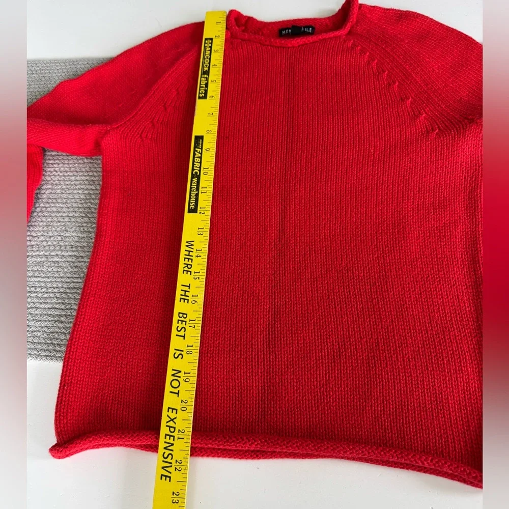 J. Crew Mercantile Red Cotton Rollneck Sweater Size XS Classic Preppy Holiday